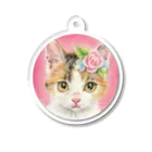 Ａｔｅｌｉｅｒ　Ｈｅｕｒｅｕｘの 花飾りをつけた三毛猫ちゃん　ミニパステル肖像画 Acrylic Key Chain