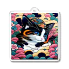 マッケンデジタルワールドの葛飾猫斎　猫名黒雪　浮世絵lofiアートパンクシティ　かわいいねこ Acrylic Key Chain