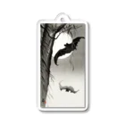 MUGEN ARTの小原古邨　月に蝙蝠（コウモリ）Ohara Koson / Bats under the full moon Acrylic Key Chain