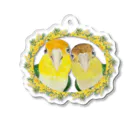 mariechan_koboの034 シロハラインコpairs ミモザのリース アクリルキーホルダー