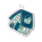 YUM DOLLSのミニチュアハウス青緑 Acrylic Key Chain