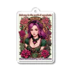 saayaan＠succulent_artistの紫色の髪の多肉植物店の店員 Acrylic Key Chain