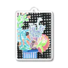 yuko maegawaのチェックの壁と花束 Acrylic Key Chain