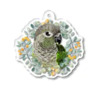 mariechan_koboの035 ウロコインコノーマル オレンジ小花のリース Acrylic Key Chain