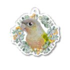 mariechan_koboの036 ウロコインコパイナップル オレンジ小花のリース アクリルキーホルダー