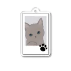 いろはにゃんこ堂の青い瞳の猫さんをチェキ風に描いてみた。 Acrylic Key Chain