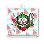 旅猫王子れぉにゃん👑😼公式(レイラ・ゆーし。)の【スイカふりふり☆れぉにゃん】背景あり Acrylic Key Chain