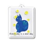 ぽぽっとツイてるのCat blue  Acrylic Key Chain