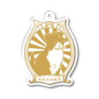 中華呪術堂（チャイナマジックホール）の【背景白・GOLD・表】改☆人民帽猫  Acrylic Key Chain