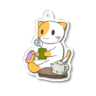 たみ★ずかんのお茶飲むたみねこ Acrylic Key Chain