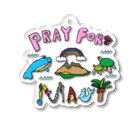 水色プリントのマウイ島に祈りをこめて。 アクリルキーホルダー