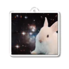 宇宙動物園の宇宙白うさぎ Acrylic Key Chain