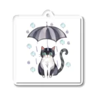 gatto solitario(物寂しげな猫)の雨に打たれる猫 Acrylic Key Chain