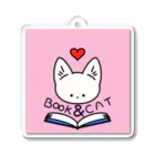 AlreschaのBOOK & CAT アイコンキーホルダー　ピンク Acrylic Key Chain