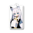 ケモ耳美少女キツネちゃん（AIart）の白髪美少女キツネちゃん Acrylic Key Chain