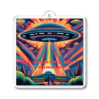 Zvookのサイケデリック　UFO Encountering the Unknown Acrylic Key Chain