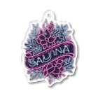 N SAUNA LOGOのネオン風花柄サウナロゴ11　花柄ver.4 アクリルキーホルダー