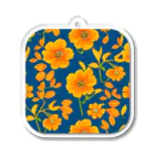 ねいぱあむうる店のパターン4 花 角丸 青×橙 Acrylic Key Chain