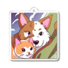 かわいいキャラクターのちょーかわいい犬と猫のイラストグッズ アクリルキーホルダー