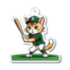ネココネコマゴネコの野球猫(緑) アクリルキーホルダー