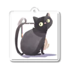 mpllogの黒猫が見つめてくる？ Acrylic Key Chain