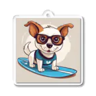 With-a-smileのサーフィン犬 Acrylic Key Chain