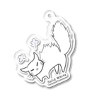 parucatsのやんのかステップする猫キーホルダー【白猫】 Acrylic Key Chain