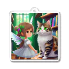 yoiyononakaの図書室の番猫と妖精 Acrylic Key Chain