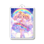 シロクマペンギンの虹の魔法少女 Acrylic Key Chain