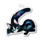 幸運のしっぽの黒猫と魔法の尻尾 アクリルキーホルダー