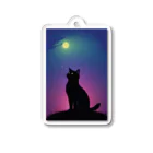 幸運のしっぽの黒猫と不思議な夜 Acrylic Key Chain