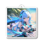 シロクマペンギンのエルフのサイバーピアニストの夏休み Acrylic Key Chain