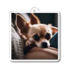 oscartakaの飼い主の足元にくっついているチワワ Acrylic Key Chain