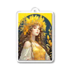 metaのミモザの花の妖精・精霊の少女の絵画 Acrylic Key Chain