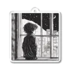 たまねぎの寂しそうな表情で外を眺める少年の姿。 Acrylic Key Chain