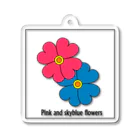 BLUE MINDのピンクと青の花　キーホルダー Acrylic Key Chain