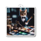 Koroniumの一匹の個性的な猫が絵筆を握っています Acrylic Key Chain
