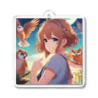 Koyo3181のフクロウの知識を共有する女の子 Acrylic Key Chain