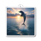 ai美女ショップの夕日とイルカ🐬🌅 Acrylic Key Chain