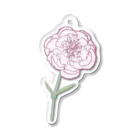 植物の絵師「洋子」の店の赤い縁取りのカーネーション アクリルキーホルダー