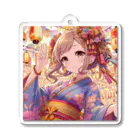 推しの美少女とアイドルのお祭りを楽しむ浴衣美少女 Acrylic Key Chain