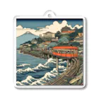 日本の風景 COOL JAPANの富士山と海と電車　Mt.Fuji and Shonan Enoden Acrylic Key Chain