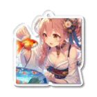 推しの美少女とアイドルの金魚と浴衣姿の女の子 Acrylic Key Chain