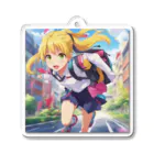 アニメ好きの野生味溢れる店J JK専門店の元気はつらつな、金髪ポニーテールJK Acrylic Key Chain