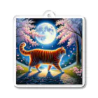 kyonyの月夜の桜と虎猫 Acrylic Key Chain