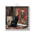 叶和の絵画風の黒猫🐈‍⬛ アクリルキーホルダー