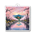 日本の風景 COOL JAPANの日本の風景:川面に映える満開の桜、Jpanese senery: Cherry blossoms in full bloom reflected on the river surface Cherry blossoms in full bloom reflected on the river surface Acrylic Key Chain