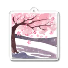 かるるんショップの桜と雪　春一番 アクリルキーホルダー