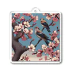 ウェブエンパイアの桜と雀（Cherry blossom & sparrow)  01 Acrylic Key Chain