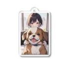 ヨシまあのぬいぐるみと女の子 Acrylic Key Chain